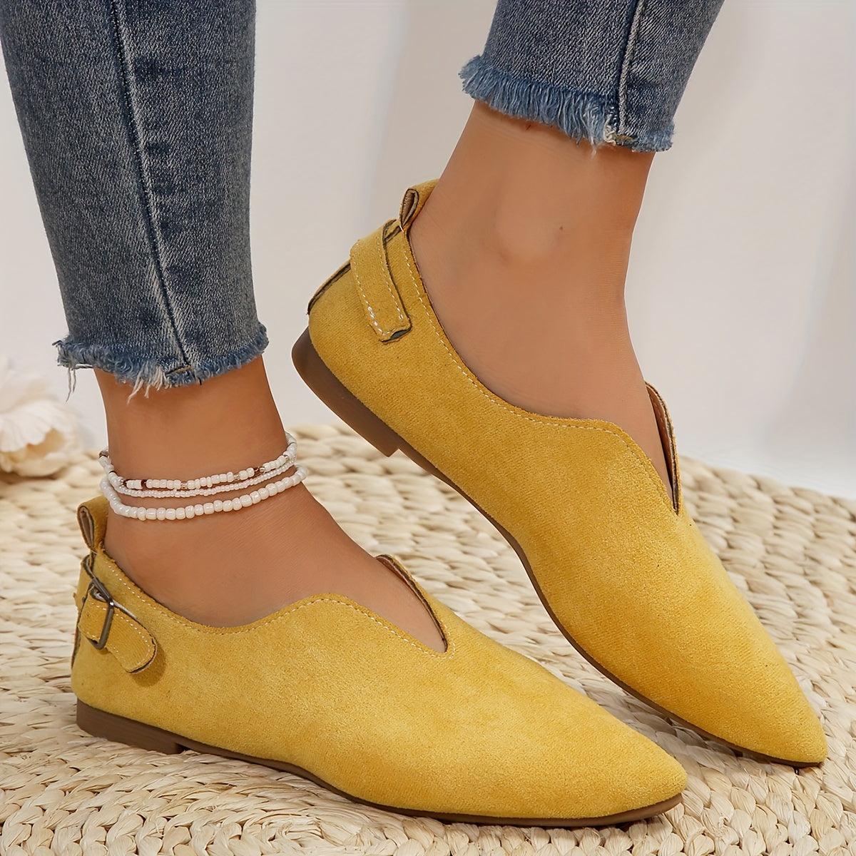 Women's Casual Point Toe Slip On Flat Shoes