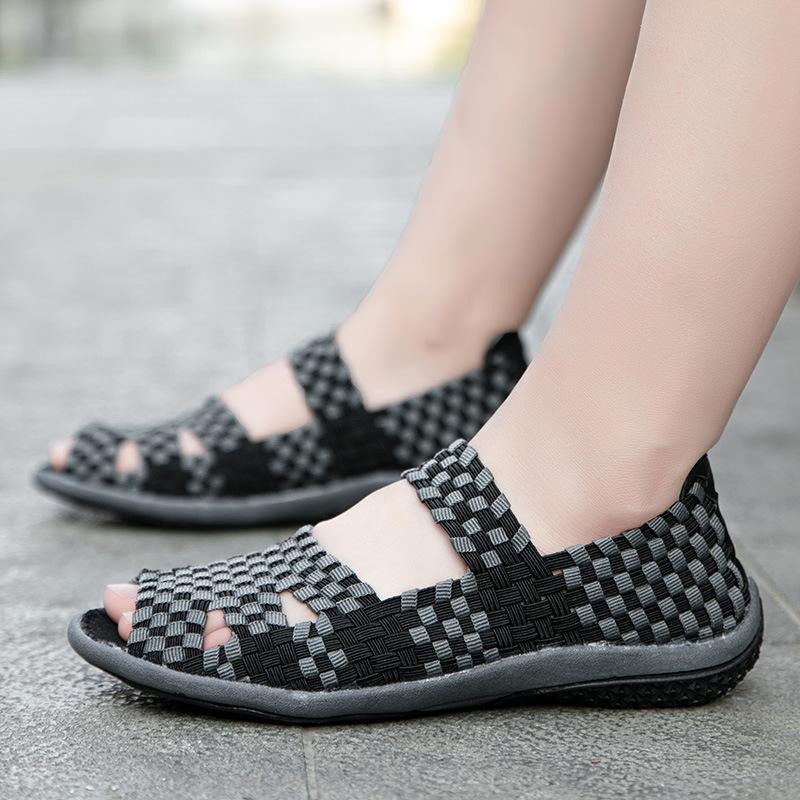 🔥Last Day 69% OFF - Handmade Stretch Elastic Band Weaving Casual Slip On Sandals