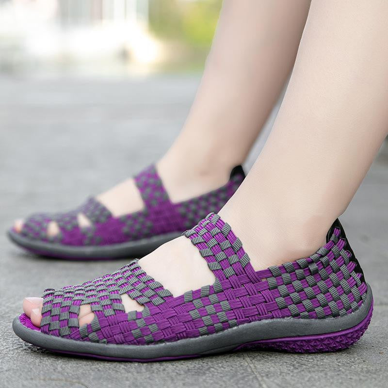 🔥Last Day 69% OFF - Handmade Stretch Elastic Band Weaving Casual Slip On Sandals