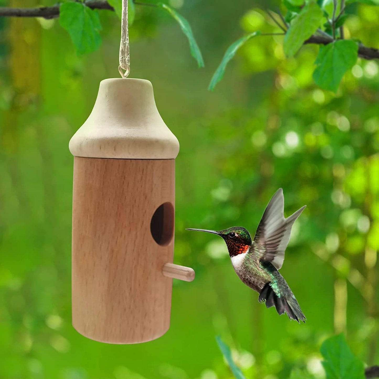 Casa Colibrí de Madera-Regalo para Amantes de la Naturaleza 