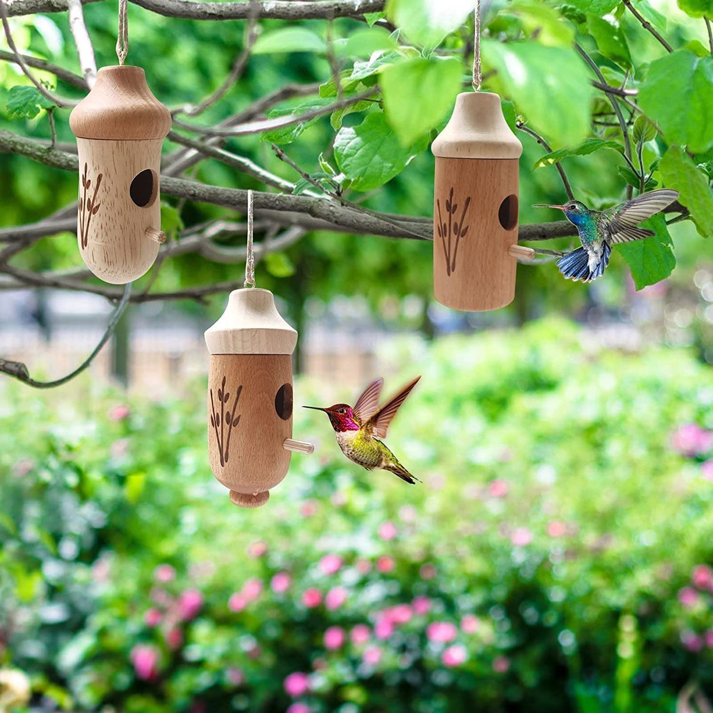 Casa Colibrí de Madera-Regalo para Amantes de la Naturaleza 