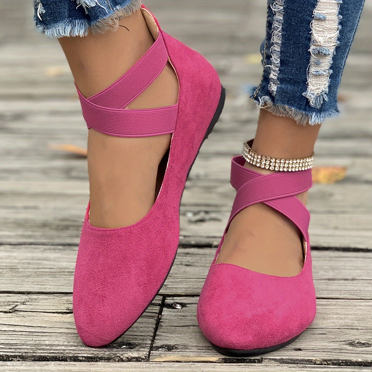 Zapatos casuales de suela suave y ligeros con bandas elásticas de moda de color sólido para mujer