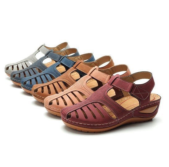 Soft PU Leather Closed Toe Vintage Anti-Slip Sandals