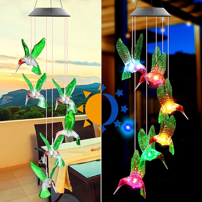 (🎁2024 Mother's Day 59% Off)Hummingbird Solar Wind Chimes