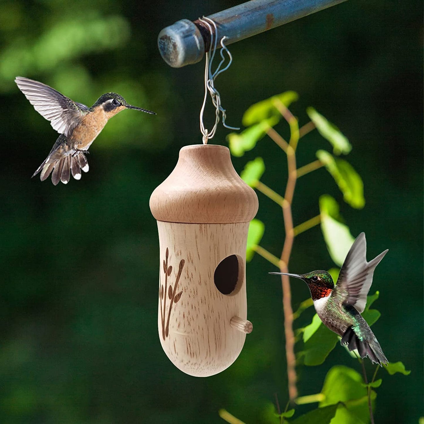 Casa Colibrí de Madera-Regalo para Amantes de la Naturaleza 