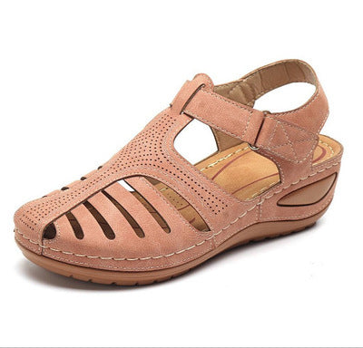 Soft PU Leather Closed Toe Vintage Anti-Slip Sandals