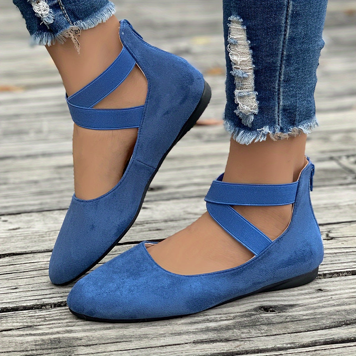 Zapatos casuales de suela suave y ligeros con bandas elásticas de moda de color sólido para mujer