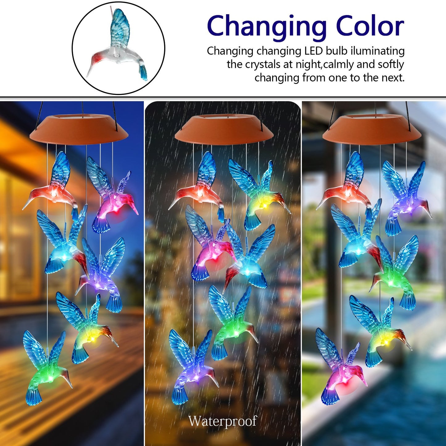 (🎁2024 Mother's Day 59% Off)Hummingbird Solar Wind Chimes