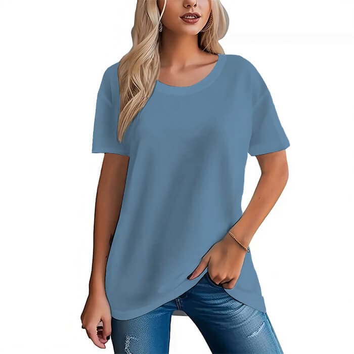 Camiseta de manga corta de algodón para mujer 16 colores