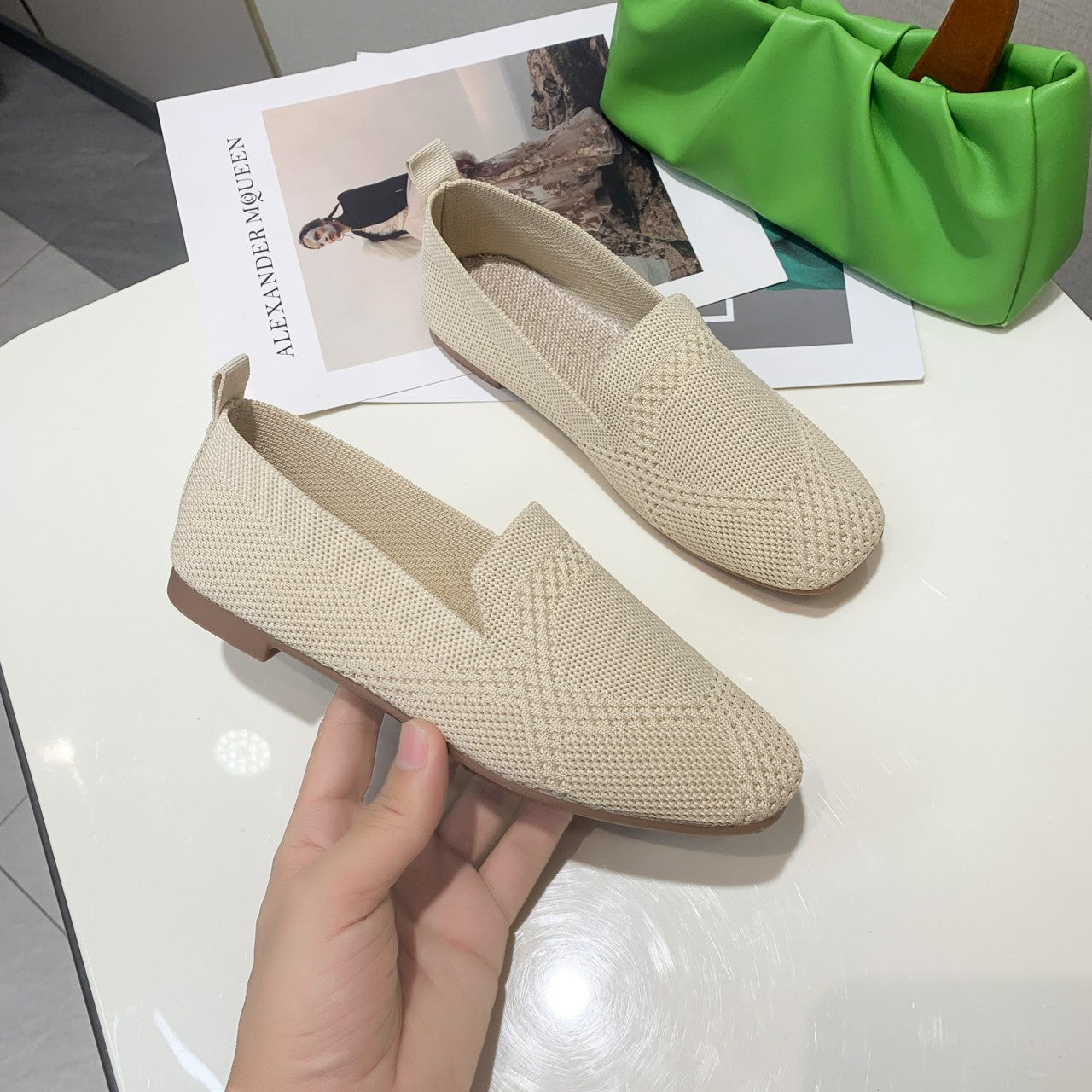 Zapatos planos de punto ligeros para mujer 