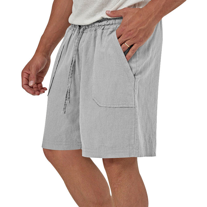 (🎁Último día 69 % de descuento🎁) Pantalones cortos informales de lino transpirable con cordón para hombre 