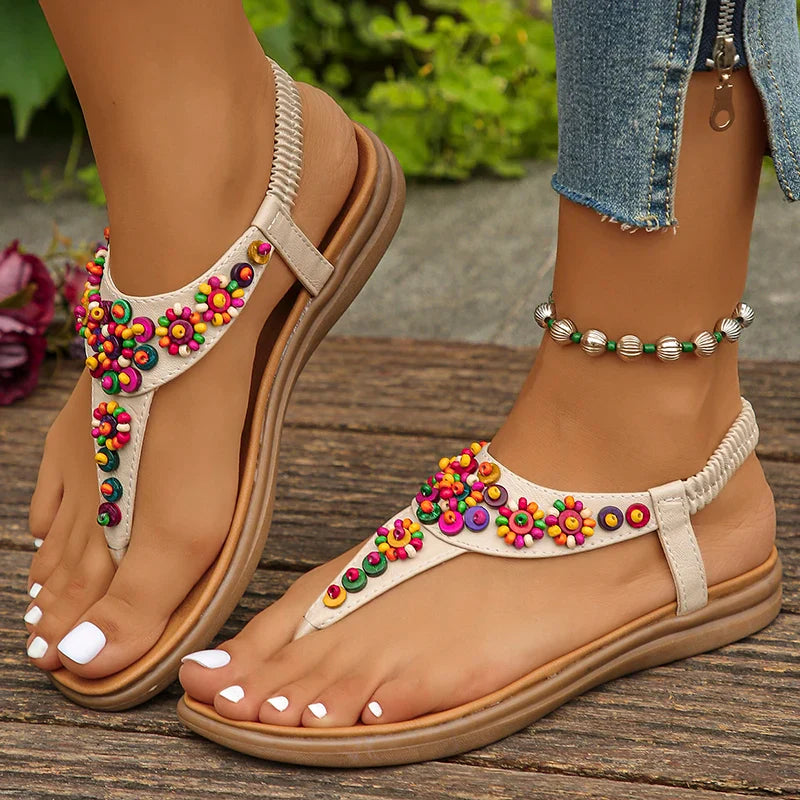 🔥Último día 69% de descuento - Sandalias antideslizantes florales de verano 2024 para mujer