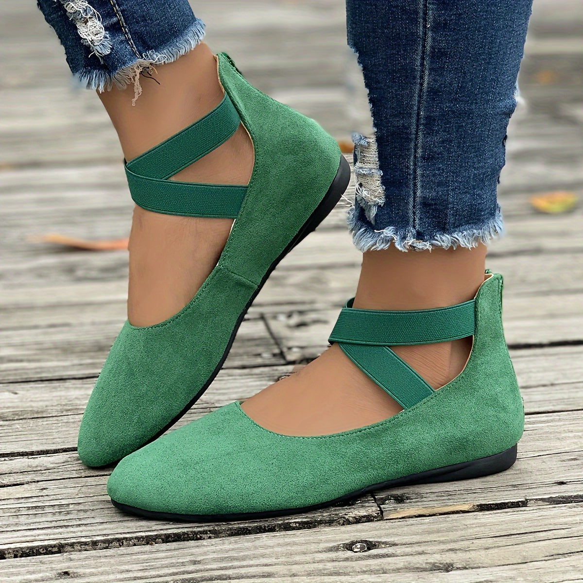 Zapatos casuales de suela suave y ligeros con bandas elásticas de moda de color sólido para mujer