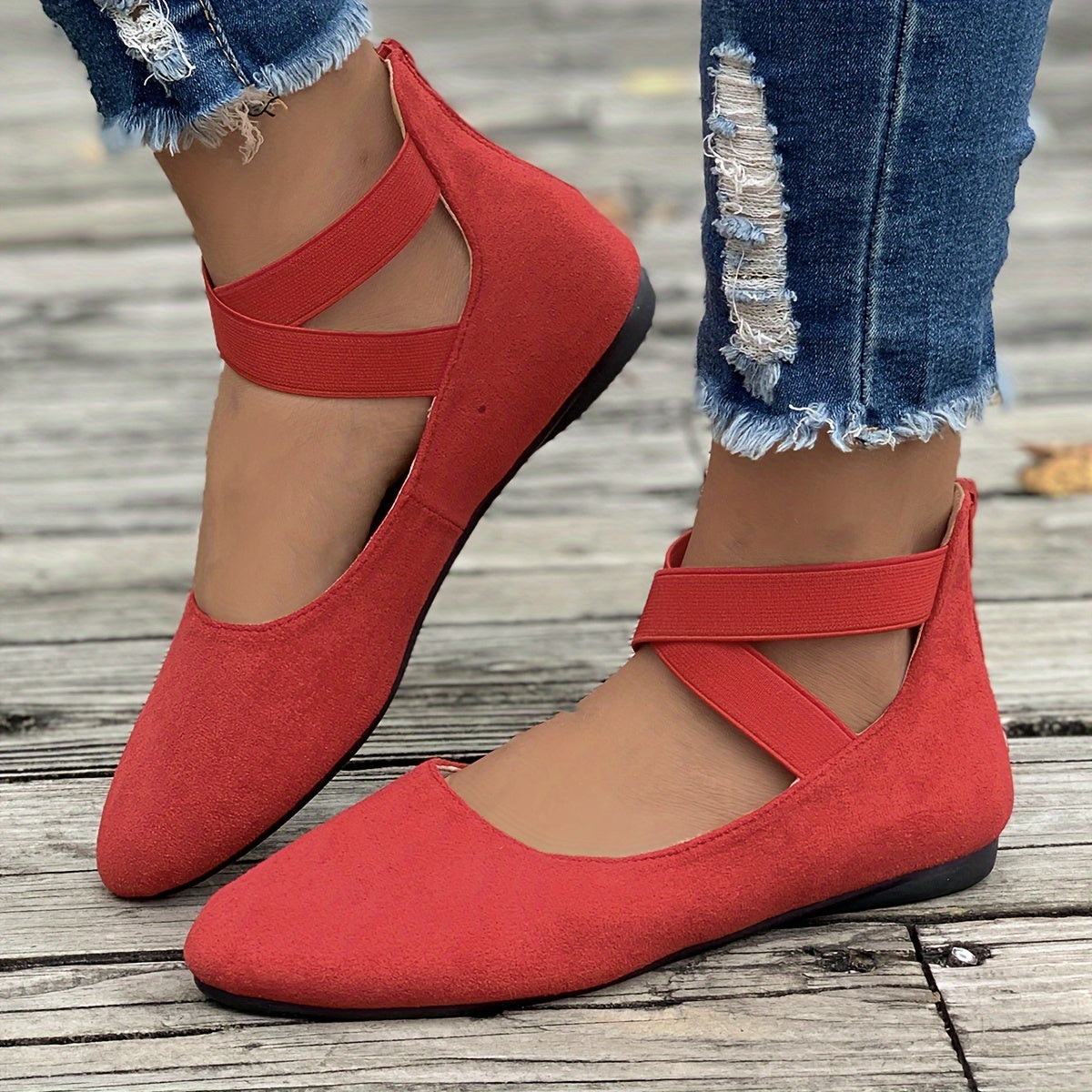 Zapatos casuales de suela suave y ligeros con bandas elásticas de moda de color sólido para mujer