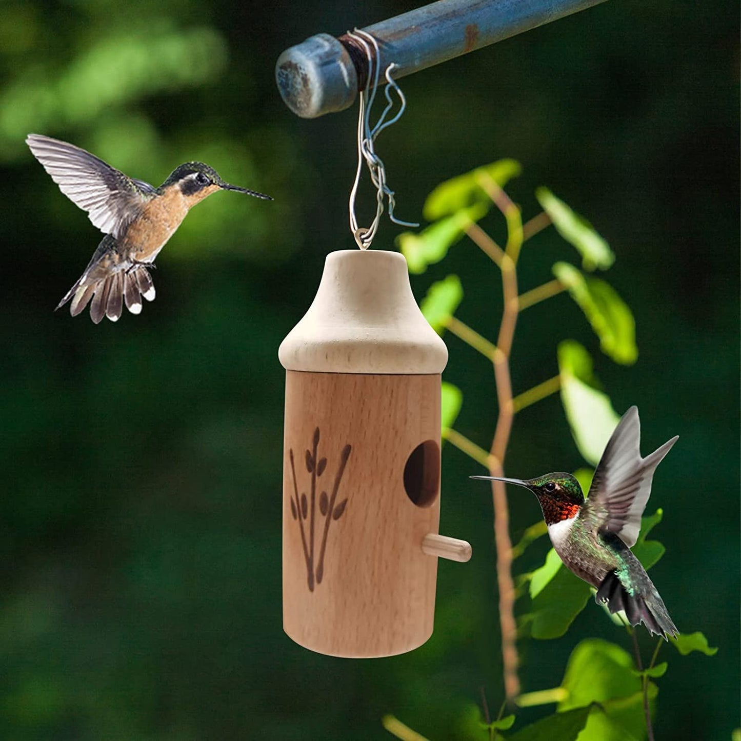 Casa Colibrí de Madera-Regalo para Amantes de la Naturaleza 