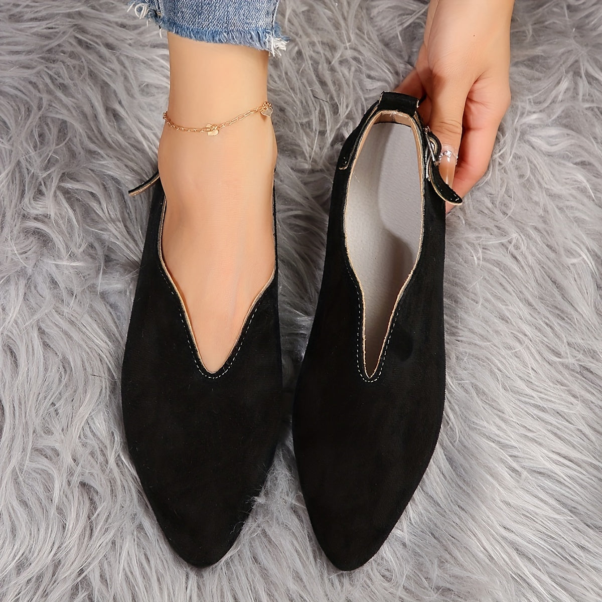 Women's Casual Point Toe Slip On Flat Shoes