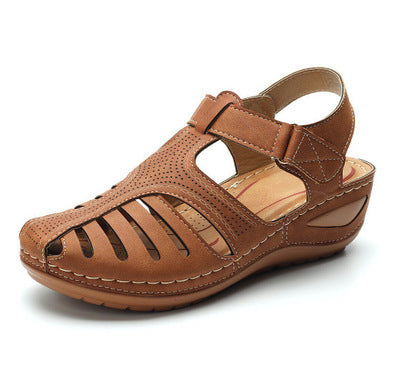 Soft PU Leather Closed Toe Vintage Anti-Slip Sandals