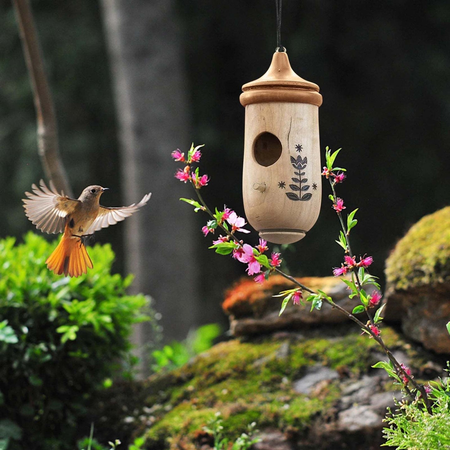 Casa Colibrí de Madera-Regalo para Amantes de la Naturaleza 