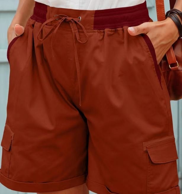 High Waist Ladies Casual Loose Cargo Shorts