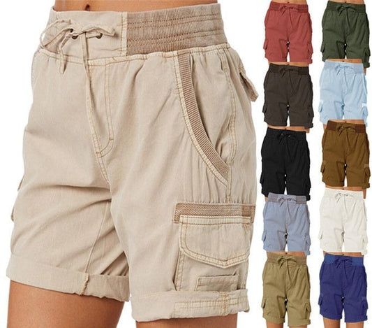 Pantalones cortos cargo sueltos casuales para mujer de cintura alta 